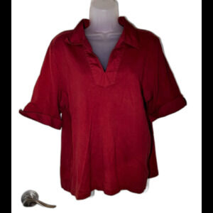 Sonoma Lifestyle Women’s XL Red V-Neck Short Sleeve Blouse